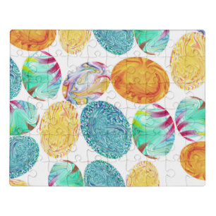 Elegant Easter Eggs on White, Acrylic Puzzle