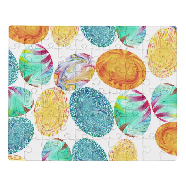 Elegant Easter Eggs on White, Acrylic Puzzle (Puzzle Horizontal)