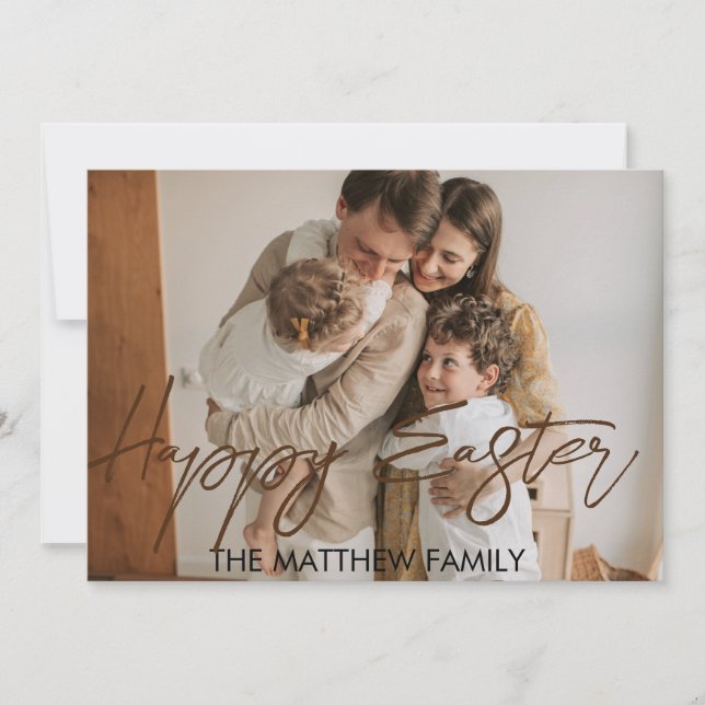 elegant Easter, father family Calligraphy photo Card (Front)