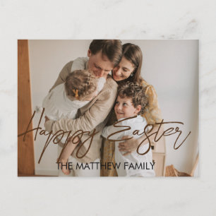 elegant Easter, father family Calligraphy photo Holiday Postcard