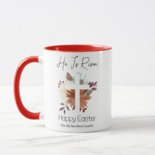  Elegant Easter Floral Calligraphy Christian Cross Mug