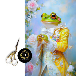 Elegant Easter Frog in Yellow Coat Decoupage  Tissue Paper
