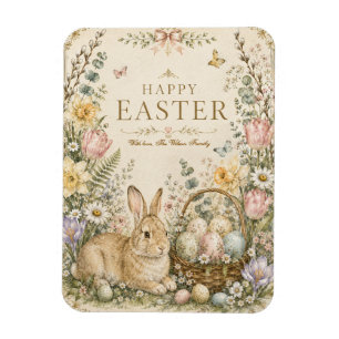 Elegant Easter Greeting,Blue White Porcelain style Magnet