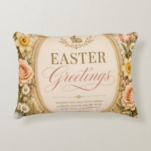 Elegant Easter Greeting ,Vintage Botanical style Accent Pillow