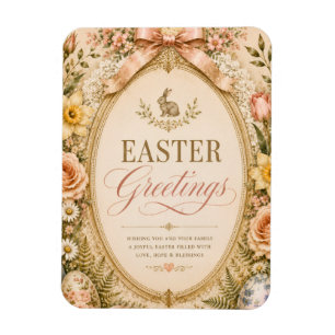 Elegant Easter Greeting ,Vintage Botanical style Magnet