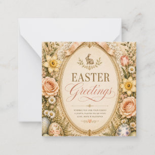 Elegant Easter Greeting ,Vintage Botanical style Note Card