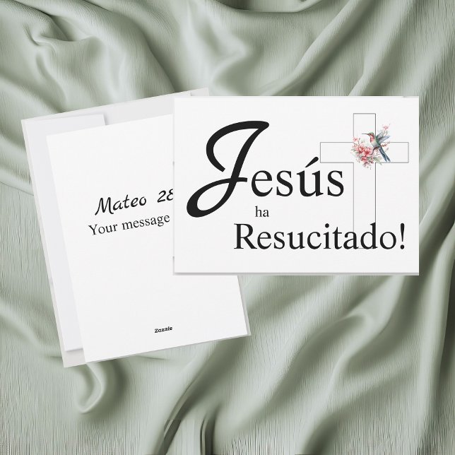 Elegant Easter "Jesús ha resucitado" Spanish Holiday Card ("Jesús ha resucitado" easter Christian greetings flat card, personalized Spanish text, & verse)