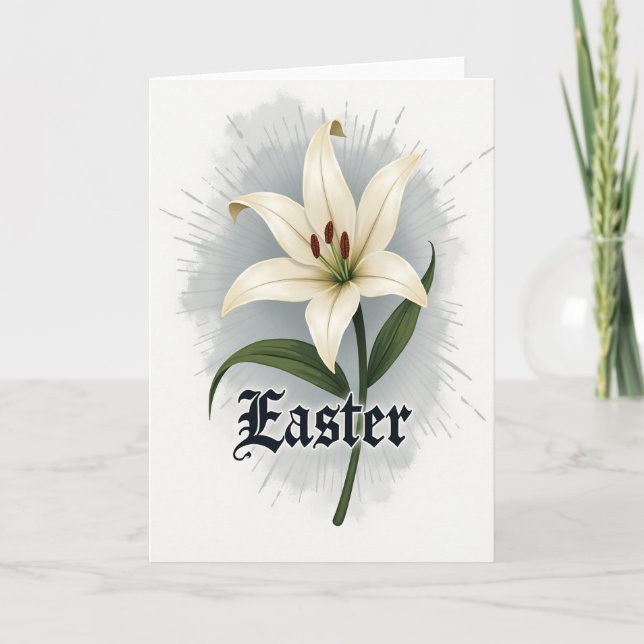Elegant Easter Lily Art Card (Front)