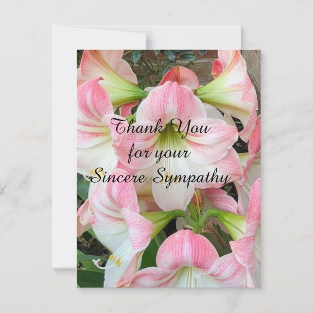 Elegant Easter Lily Flat Thank You Sympathy Card (Front)