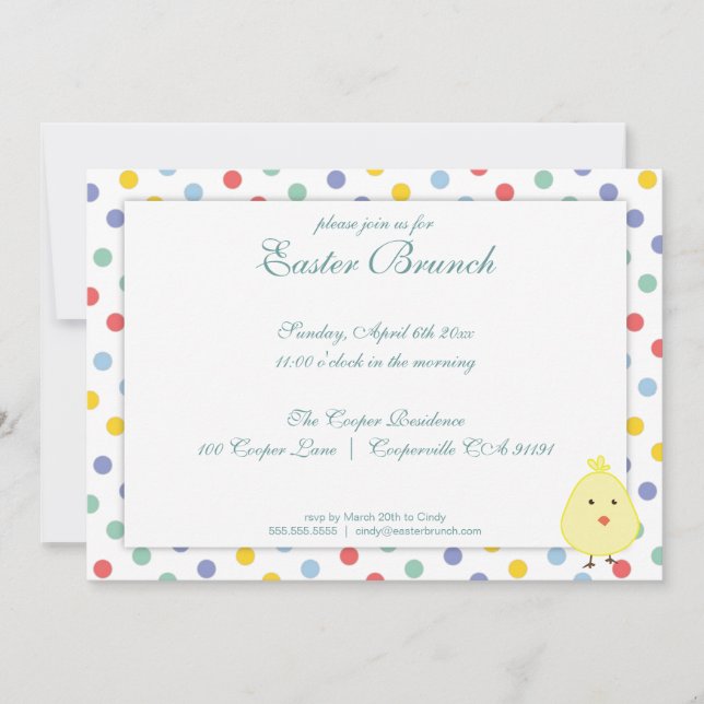 Elegant Easter Polka Dot Brunch Invitation (Front)
