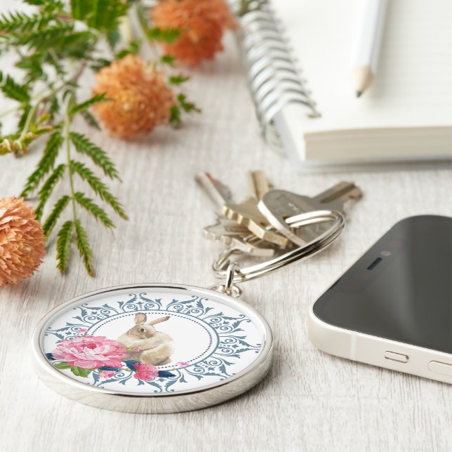 Elegant Easter Rabbit Keychain (Side)