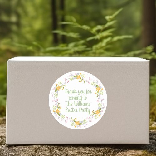 Elegant Easter Sage Green Floral Custom Party Classic Round Sticker