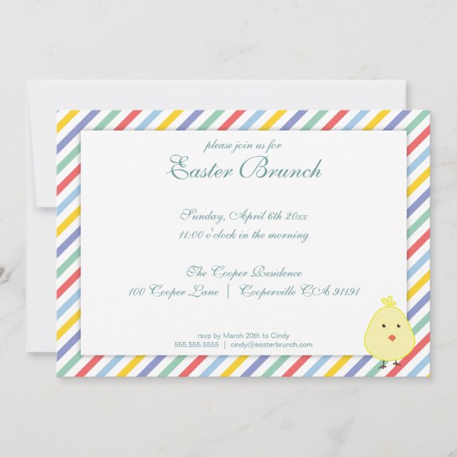 Elegant Easter Stripes Brunch Invitation (Front)