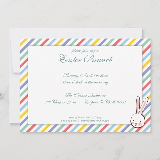 Elegant Easter Stripes Brunch Invitation (Front)