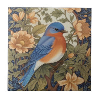 Elegant Eastern Bluebird William Morris Inspired