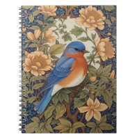 Elegant Eastern Bluebird William Morris Inspired