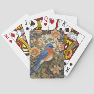 Elegant Eastern Bluebird William Morris Inspired Poker Cards