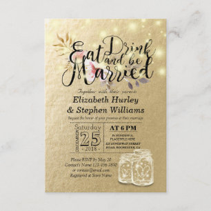 Elegant EAT Drink & Be Married Wedding Invitations