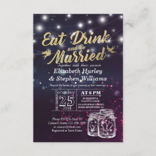 Elegant EAT Drink & Be Married Wedding Invitations