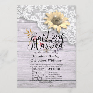 Elegant EAT Drink & Be Married Wedding Invitations