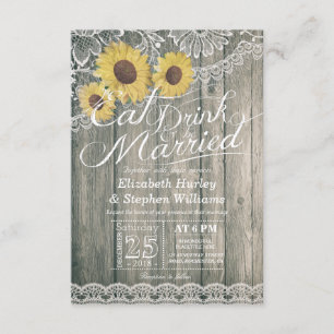 Elegant EAT Drink & Be Married Wedding Invitations