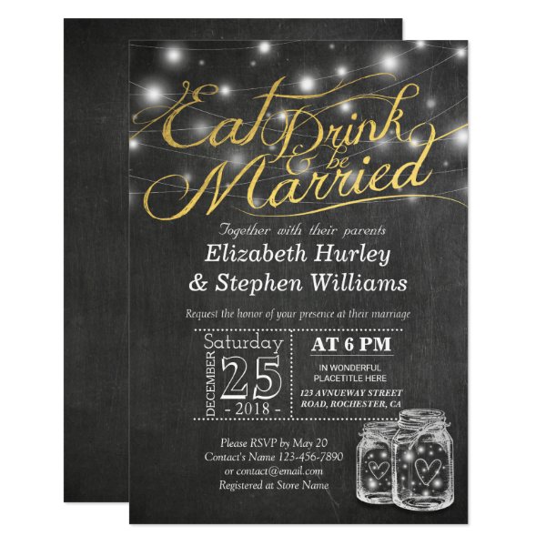 256483322910585391 Elegant EAT Drink & Be Married Wedding Invitations