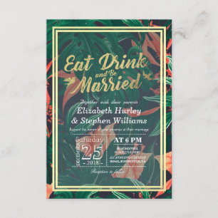 Elegant EAT Drink & Be Married Wedding Invitations