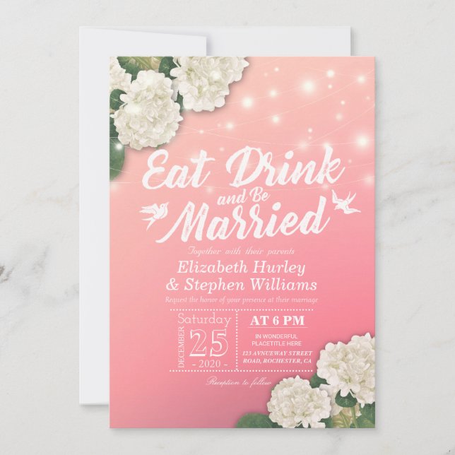 Elegant EAT Drink & Be Married Wedding Invitations (Front)