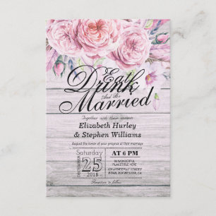 Elegant EAT Drink & Be Married Wedding Invitations