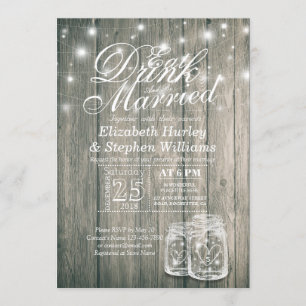 Elegant EAT Drink & Be Married Wedding Invitations