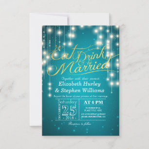 Elegant EAT Drink & Be Married Wedding Invitations
