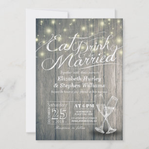 Elegant EAT Drink & Be Married Wedding Invitations