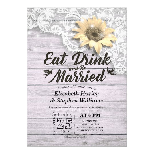 Elegant EAT Drink & Be Married Wedding Invitations