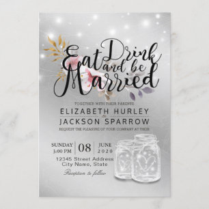 Elegant EAT Drink & Be Married Wedding Invitations