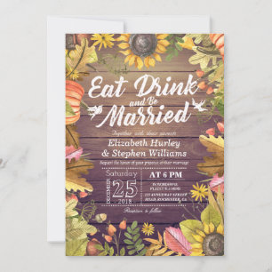 Elegant EAT Drink & Be Married Wedding Invitations