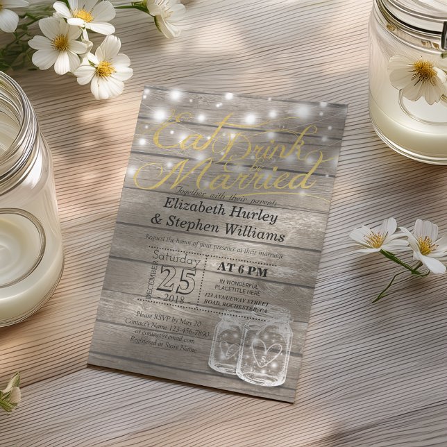 Elegant EAT Drink & Be Married Wedding Invitations (Creator Uploaded)