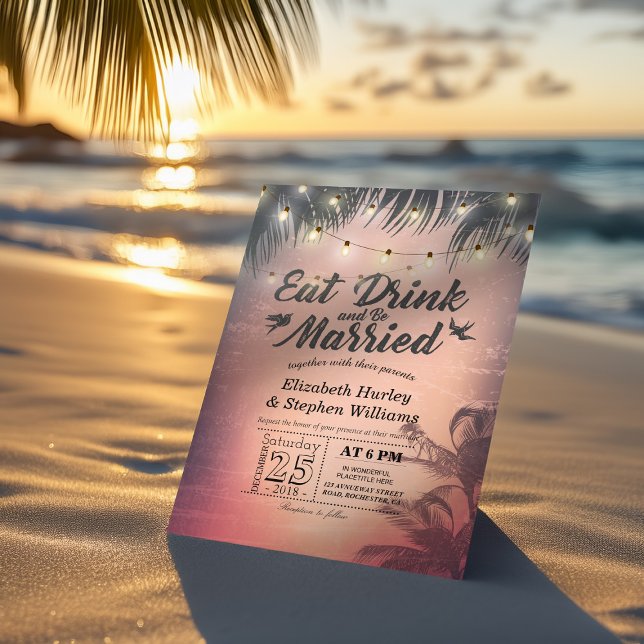 Elegant EAT Drink & Be Married Wedding Invitations (Creator Uploaded)