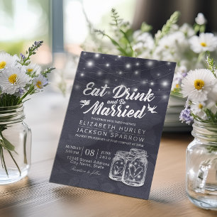 Elegant EAT Drink & Be Married Wedding Invitations