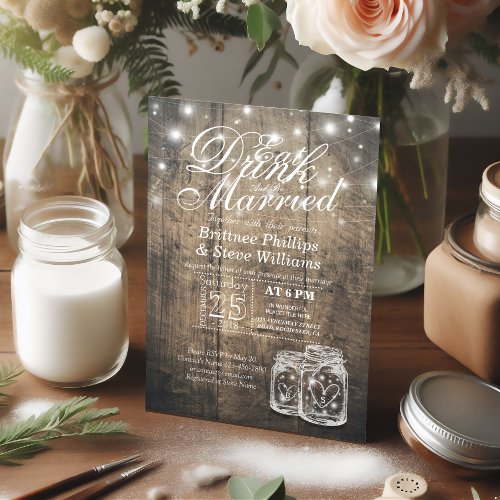 Elegant EAT Drink  Be Married Wedding Invitations