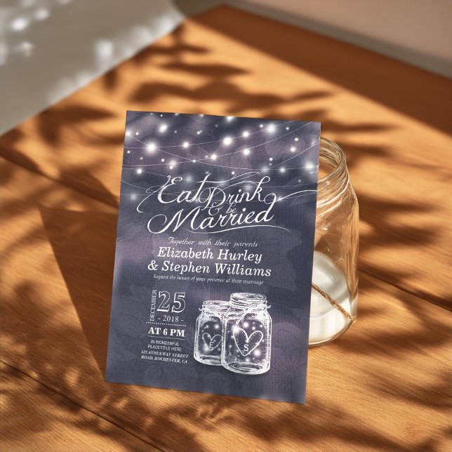 Elegant EAT Drink & Be Married Wedding Invitations (Creator Uploaded)