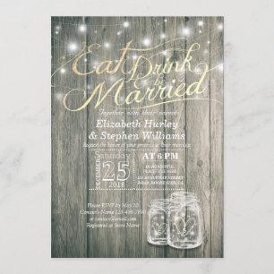 Elegant EAT Drink & Be Married Wedding Invitations
