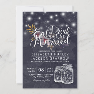 Elegant EAT Drink & Be Married Wedding Invitations