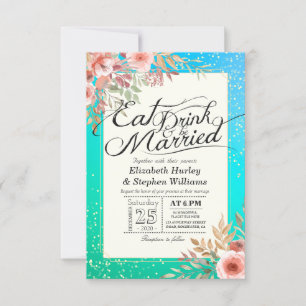 Elegant EAT Drink & Be Married Wedding Invitations