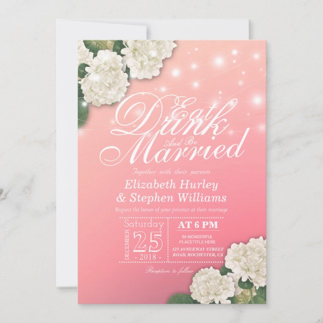 Elegant EAT Drink & Be Married Wedding Invitations (Front)