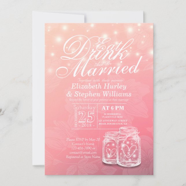 Elegant EAT Drink & Be Married Wedding Invitations (Front)