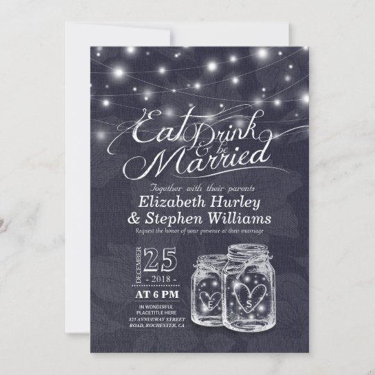 Elegant EAT Drink & Be Married Wedding Invitations