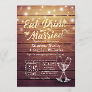 Elegant EAT Drink & Be Married Wedding Invitations