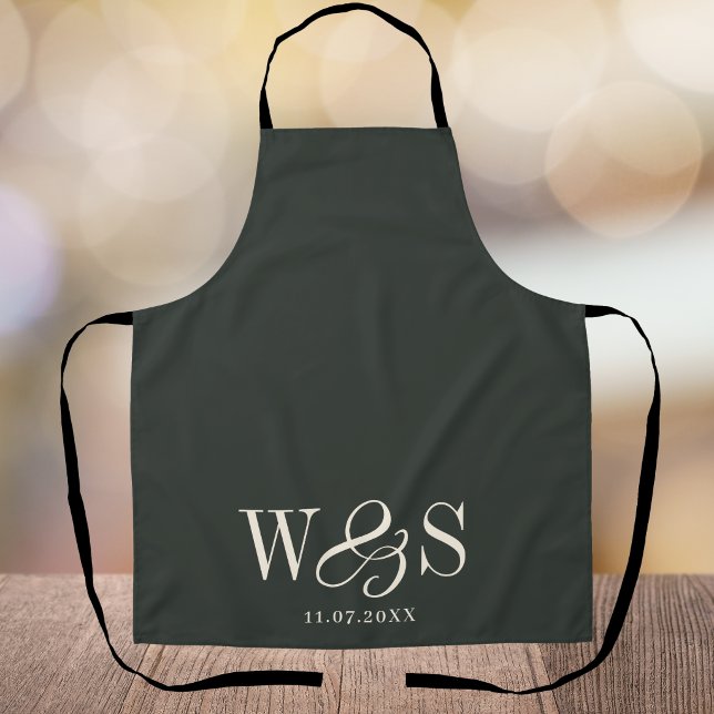 Elegant ebony initial wedding couples apron (Creator Uploaded)
