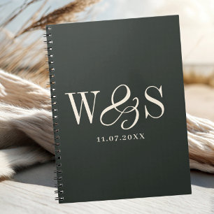 Elegant ebony initial wedding couples notebook