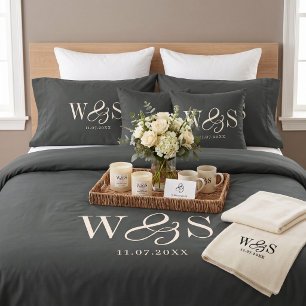 Elegant ebony initial wedding Duvet Cover